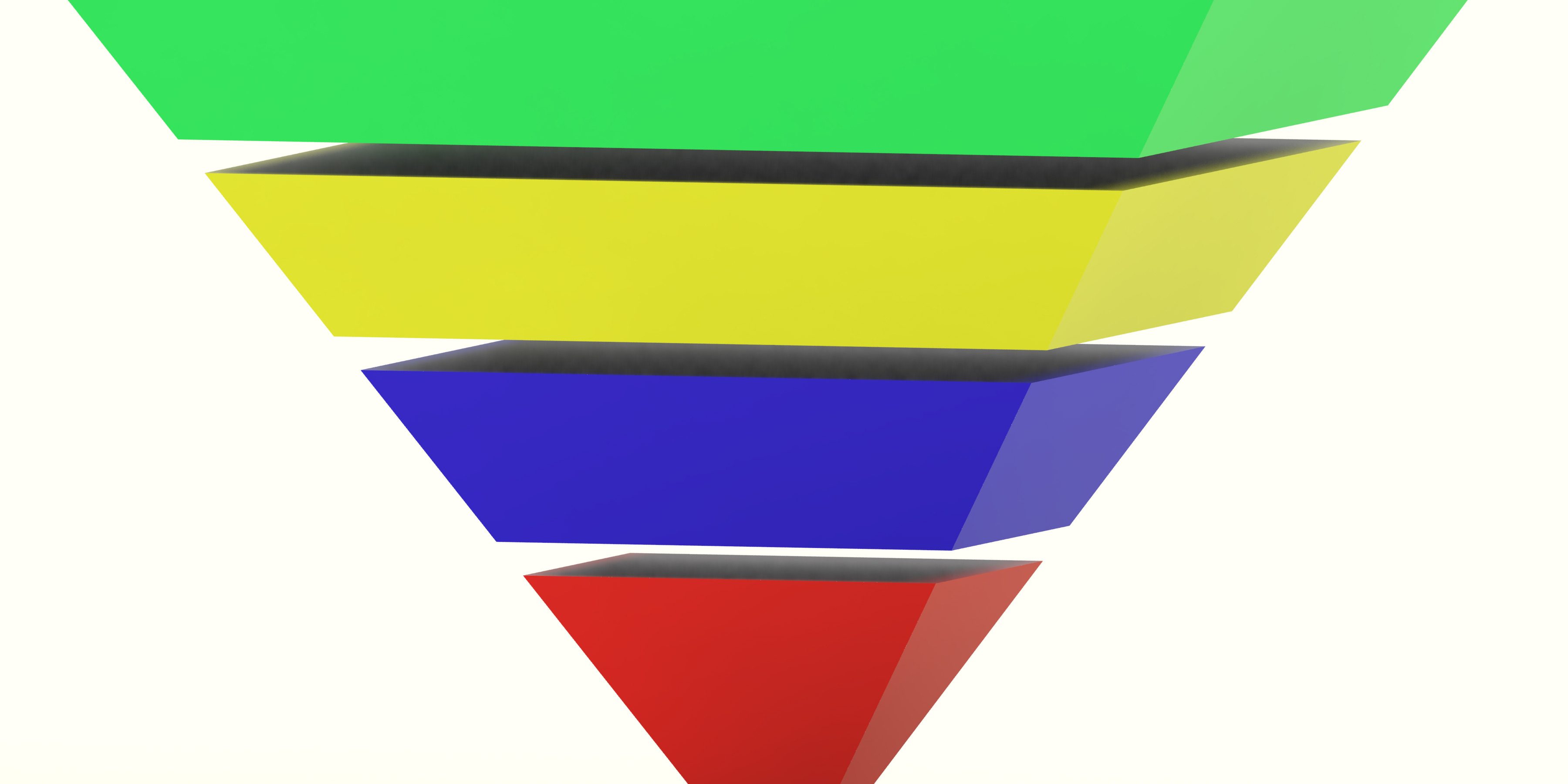 Inverted Pyramid With Segments Shows Hierarchy Or Progress