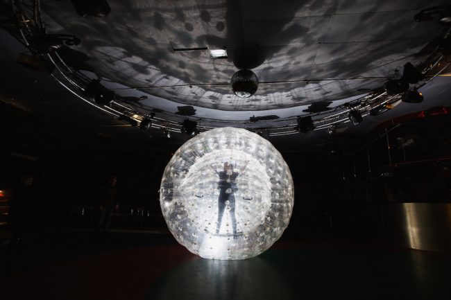 Zobing Balloon against backlight. Abstract picture. Dark backdrop